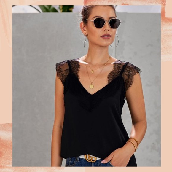 NEW Black Eyelash Lace Cami - Picture 3 of 6